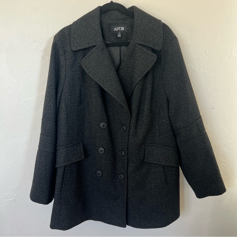 Apt. 9 Women’s Wool Blend Dark Grey Pea Coat Size 2X